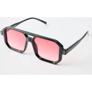 Mens Black Red Contrast Lense Retro Sunglasses