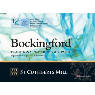 St. Cuthberts Mill Bockingford Watercolor Paper Pad - 7x5 -tommer hvidt vand farvepapir til kunstnere - 12 ark p? 140 lb koldpresse akvarelpapir