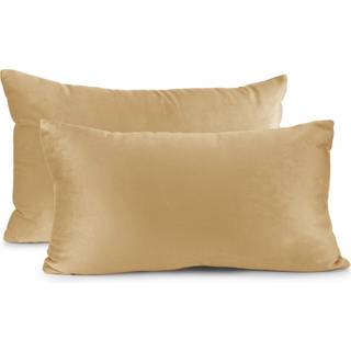 NESTL kaste pudebetræk hyggelig fløjls dekorativ pudebetræk 12 x 20 tommer blød solid sofa pudebetræk til sovesofa og bilsæt på 2 - kamelguld