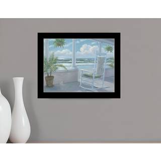 Kyst veranda sort indrammet print v?gkunst