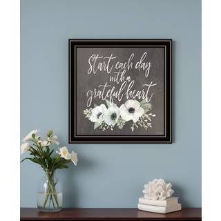 Taknemmelig hjerte sort indrammet print v?gkunst