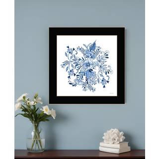 Blomsterkalligrafi skitser sort indrammet printv?gskunst