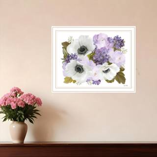 Lilacs og anemone hvid indrammet print v?gkunst