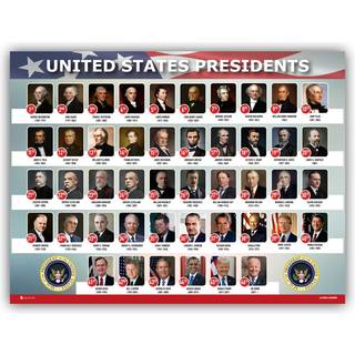 USA Pr?sidenter i Amerikas Forenede Stater Poster Nyt kort Lamineret klassev?relse Landskab Skole Wall Decoration Learning History Flag Metal (15