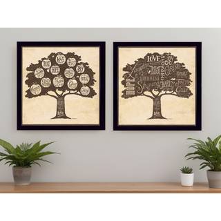 S?t med to familietr?er sort indrammet printv?gskunst