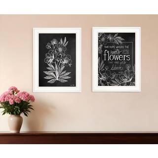 S?t med to vintage blomster i Bloom White Framed Print Wall Art