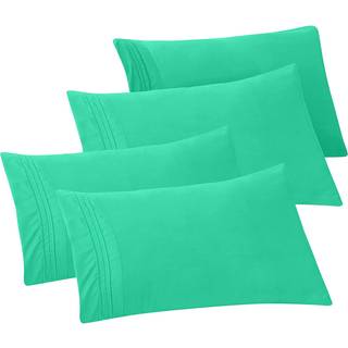 Elegant komfort 4-pakke solid pillowcases 1500 Premium Hotel Quality Microfiber-Glat vævet rynke og fade resistent Easy Slip-on 4-delt sæt King P