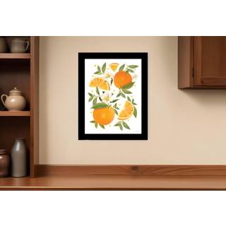 Citrus orange botanisk sort indrammet print v?gkunst