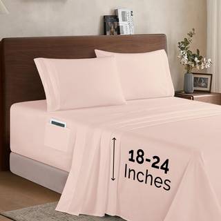 Elegant komfort Luksus 1500 Premium Hotel Quality Microfiber 4 -Piece Sheet Set - Blød rundt omkring Elastic 18-24 inches dyb monteret ark - Ekst