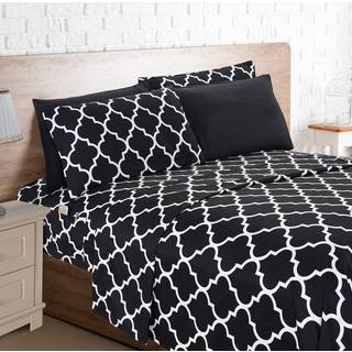 Elegant komfort 4-delt marokkansk Trellis Print Sheet Set Super Cosy Fade and Wrinkle Resistant 1500 Premium Hotel Quality Microfiber Deep Pocket