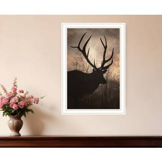 Elk Sunrise White Framed Print Wall Art