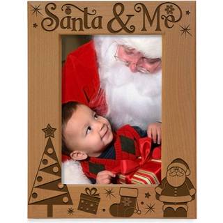 Kate Posh Santa & ME indgraveret naturlig træ -billedramme. Min første jul min første jul nye baby julegaver. Bedstemor gave bedstefar gave mit b