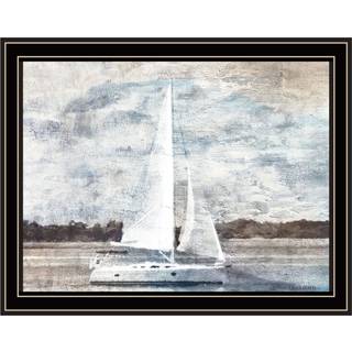 Sejlb?d p? vand sort indrammet print v?gkunst