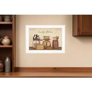 Land k?kken hvid indrammet print k?kkenv?gskunst