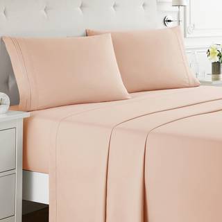 Nestl Cal King Sheets Set - 4 stykker California King Sheets Ekstra blød dobbelt børstet Cal King Size Sheets Cal Sheets til King Size Bed Peach