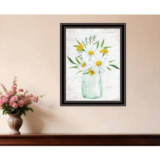 Blomsterbuket sort indrammet printv?gskunst