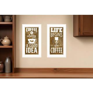 S?t med to liv begynder og slutter med kaffe hvid indrammet printv?gskunst