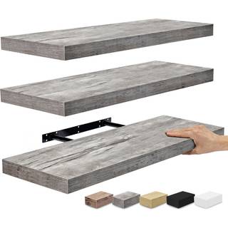 Sorbus flydende hylder til v?g - 24 tommer v?ghylder til sovev?relset k?kkenindretning badev?relse hylder - 3 gr? flydende hylder til v?gdekorb?g