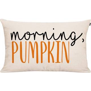 GText Fall Throw Pillow Cover Efterårsindretning Vandfarver Pumpkins Morning Pumpkin Pillow Cover 20x12 tommer udendørs pude linned firkant