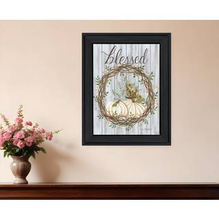 Velsignet krans sort indrammet print v?gkunst