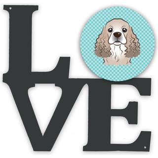"""" Caroline's Treasures Checkerboard Blue Cocker Spaniel Metal Artwork Love Wall-decor multicolor """"
