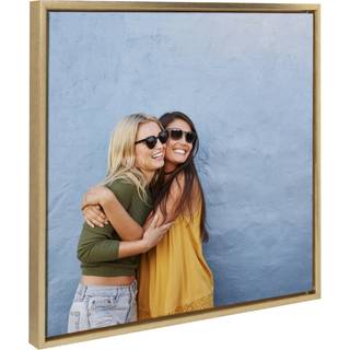 Kate og Laurel Sylvie Square Custom Printed Framed Canvas Wall Art 22x22 Bright Gold Personal Canvas Print med dine fotos til stue galleri v?g |