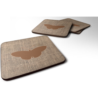 """" Caroline's Treasures BB1043-BL-BN-FC Butterfly Burlap og Brown Foam Coasters (Sæt på 4) 3,5 """" ""H X 3,5"" """" ""W multicolor"" ""