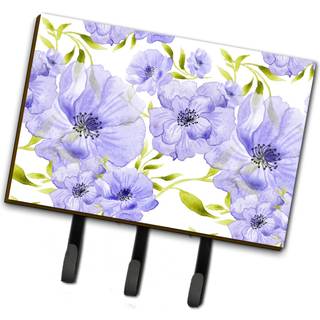"""" Caroline's Treasures Watercolor Blue Flowers Wall Hook Triple Multicolor """"
