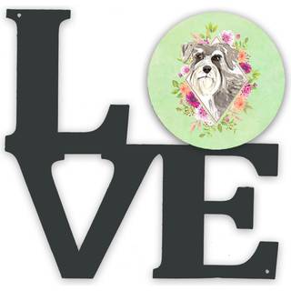 """" Caroline's Treasures Schnauzer #1 Green Flowers Metal Artwork Love Wall-decor multicolor """"