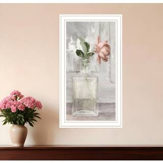 Cottage Peach Rose White Framed Print Wall Art