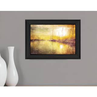 Gule solnedgangsb?de i Marina Black Framed Print Wall Art