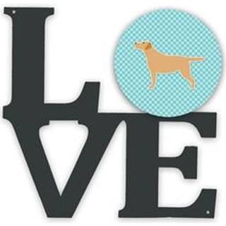 """" Caroline's Treasures Yellow Labrador Retriever Checkerboard Blue Metal Artwork Love Wall-decor multicolor """"