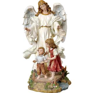 Joseph's Studio af Roman - Guardian Angel With Children on Bridge Figure Renaissance Collection 10 """" H harpiks og sten religi?s gave dekoration