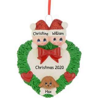 Personlige par Ornamenter 2024 - Par med hunde julepynt krans Kar gaver til jul Vores f?rste jul sammen Ornament 2024 Par julepynt af alver