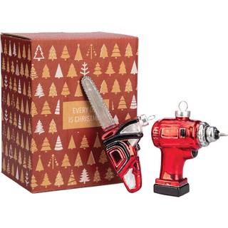 Hver dag er juleglas blæst ornamenter sød håndlavet figurer trædekoration sæt med 2 bore og sav