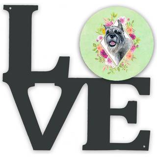 """" Caroline's Treasures Schnauzer Green Flowers Metal Artwork Love Wall-Decor multicolor """"
