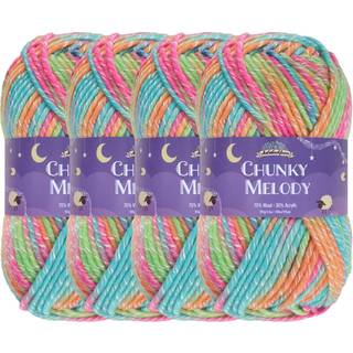 Jubileeyarn Chunky Melody Yarn - Volkerende uldblanding - 100 g/Skein - Rainbow Sherbet - 4 Skeins