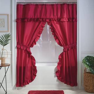 Stoneberry Home Ruffled Broes Gardain Set Bourgogne