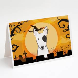 Halloween Bull Terrier lykønskningskort og konvolutter pakning af 8
