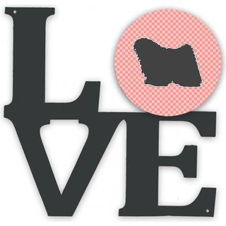 """" Caroline's Treasures Puli Checkerboard Pink Metal Artwork Love Wall-Decor multicolor """"