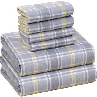 Ruvanti flanelplader i fuld størrelse 6 stk - 100% bomuld dobbelt børstede sengelinter dybe lommer 16 tommer alle sæson