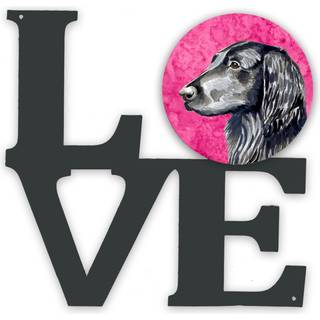 """" Caroline's Treasures Pink Flat Coated Retriever Metal Artwork Love Wall-Decor Multicolor """"