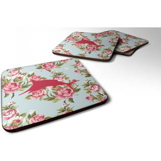 """" Caroline's Treasures BB1026-RS-BU-FC Fish-Marlin Shabby Chic Blue Roses Foam Coasters (Sæt på 4) 3,5 """" ""H X 3,5"" """" ""W Multicolor"" ""