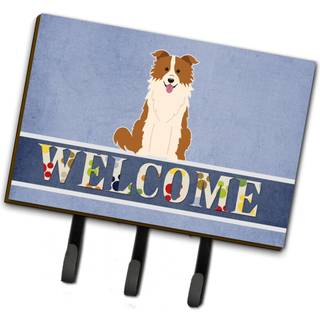 """" Caroline's Treasures Border Collie Red White Welcome Wall Hook Triple Multicolor """"