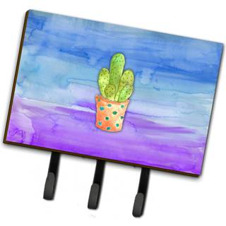 """" Caroline's Treasures Cactus Blue og Purple Watercolor Wall Hook Triple Multicolor """"