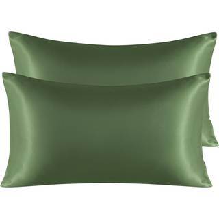 NTBAY 2 Pack Satin King Pillowcases til hår og hud luksuriøse og silkeagtige pudebetræk med konvolutlukning 20x36 tommer olivengrøn
