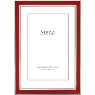 Siena Silver & Emaljel Picture Frame Peatish Resistant Finish Perfekt fotoramme til enhver slutbord Credenza hylde eller natbord Silver Trim Red