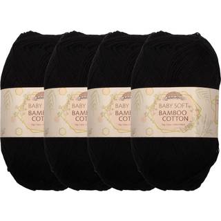 Jubileeyarn baby bl?d bambus bomuldsgarn - 50g/nkein - Midnight Black - 4 Skeins