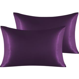 NTBAY 2 Pack Satin King Pillowcases til hår og hud luksuriøse og silkeagtige pudebetræk med konvolutlukning 20x40 tommer aubergine lilla
