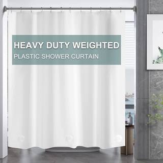 Amazerbath Plastic Broes Gardain 72 x 65 tommer Peva Heavy Duty White Broes Gardain Vandtæt tungt tyk badeværelse gardin med 3 store klare vægted